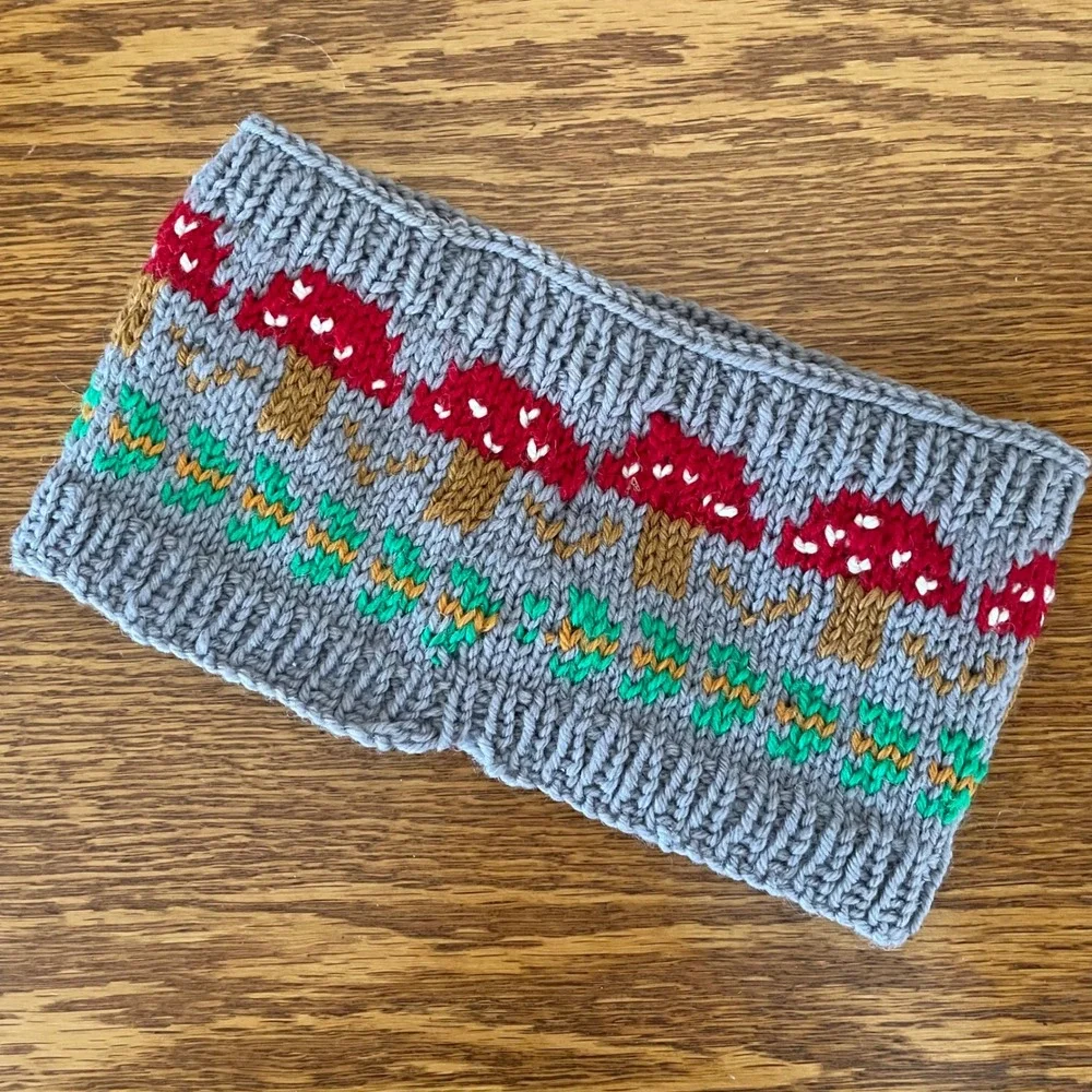 Adult Ski Snow Headband‎ Earband Ear Warmer 90s Mushrooms Cottage Shrooms Winter